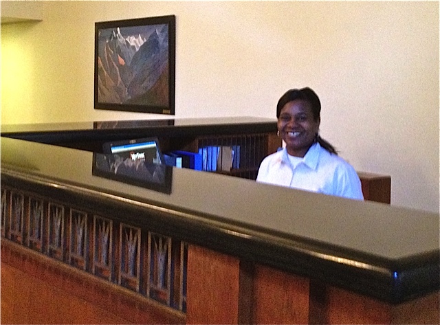 Dawn working the Front Desk